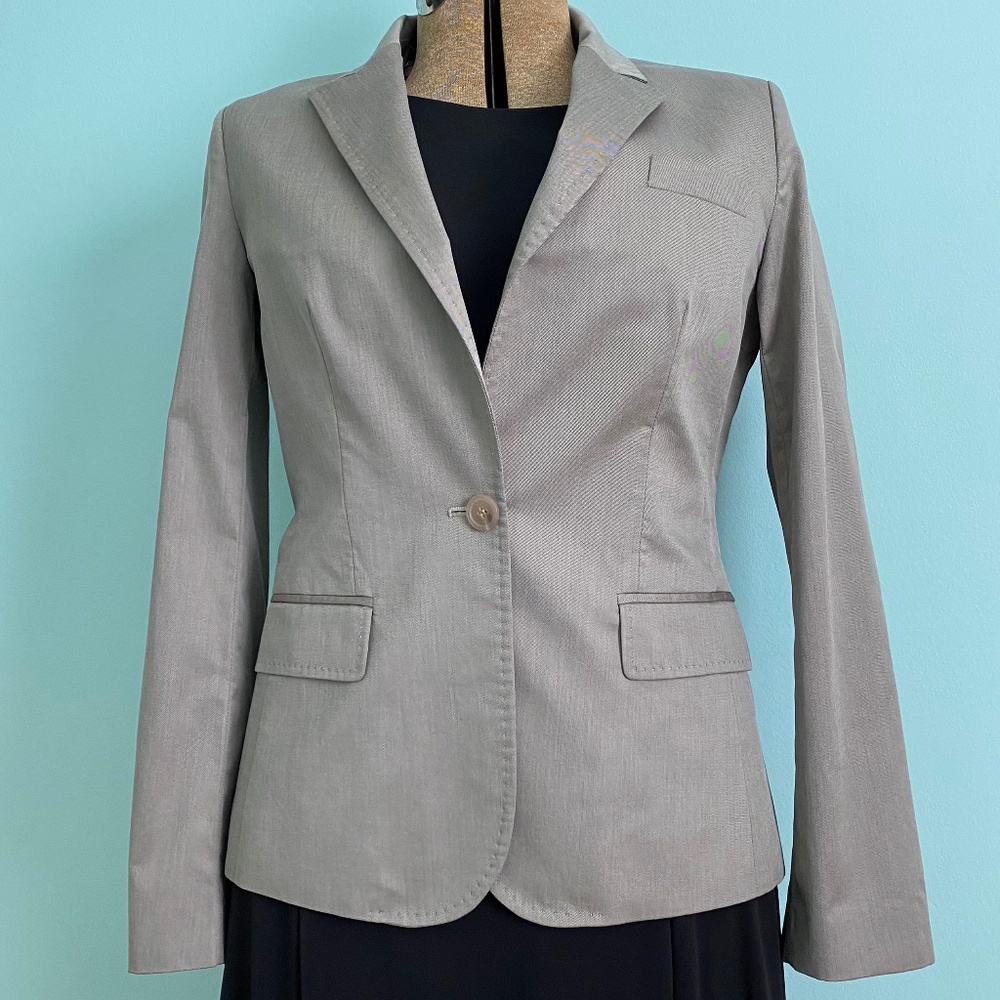J Crew Blazer Single Button Cotton Tan Women Sz 8 EUC